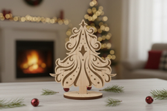Wooden Christmas tree. CHRISTMAS Laser Cut Files Engraved. Product Image 3