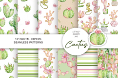 Watercolor Cactus Seamless Patterns Product Image 1
