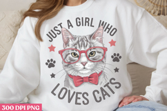 Just A Girl Who Loves Cats PNG, Cat Mom Sublimation PNG Product Image 2