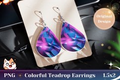Abstract Earring Design, Holographic Teardrop Sublimation Product Image 1
