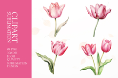 Watercolor tulip flower clipart sublimation png Product Image 1