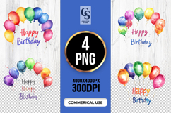 Colorful Balloon Happy Birthday Clipart Sublimation PNG Product Image 1