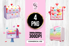 Cute Heart Mailbox Love Letter Clipart PNG Product Image 1