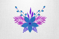Blue and Purple Tropical Flower Embroidery Design Product Image 1