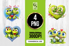 Cute Frog Couple Heart Illustration Clipart Sublimation PNG Product Image 1