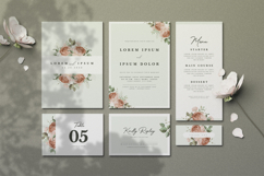 beautiful wedding card invitation with creamy roses flower Product Image 1