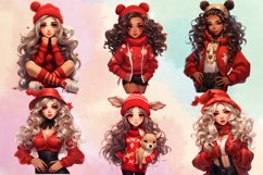 Cute Christmas Little Girl Sublimation Clipart, Christmas Product Image 2