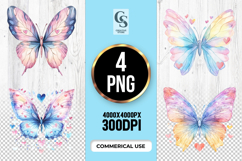 Watercolor Rainbow Butterfly Clipart Sublimation PNG Product Image 1