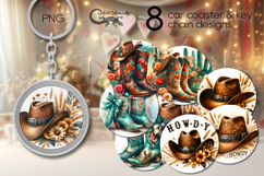 Western | american coaster &amp; key chain sublimation design Product Image 1