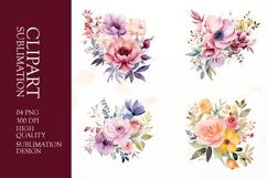 Watercolor floral flower clipart sublimation png Product Image 1