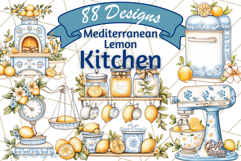 Mediterranean Cottagecore Kitchen PNG Clipart with Lemons Product Image 1
