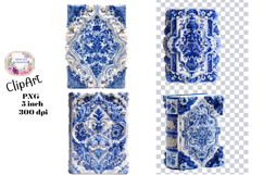 Blue Toile, Ephemera, PNG, Clipart, Junk Journal, flowers Product Image 1