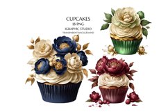 Floral Cupcake Clipart, Peony Product Image 1