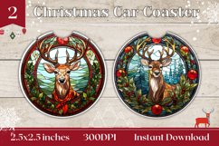 Stained Glass Christmas Car Coaster, Winter Deer Sublimation Product Image 1