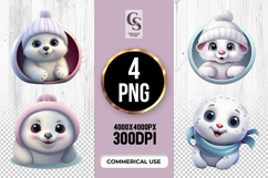 Cute Baby Seal Winter Clipart Sublimation PNG Product Image 1