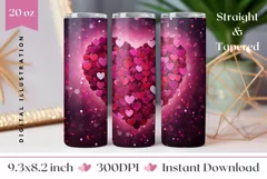 Love Hearts Tumbler Design, Valentine's Day Sublimation PNG Product Image 1