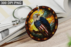 4Th Of July Eagle Keychain Sublimation - Round Keychain PNG Product Image 1