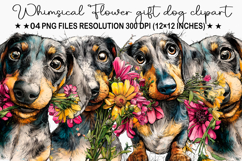 Whimsical Flower gift dog clipart Product Image 1