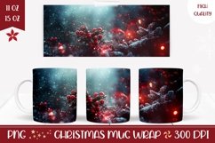 Christmas Mug Sublimation, Red Glitter Mug Wrap Design Product Image 1