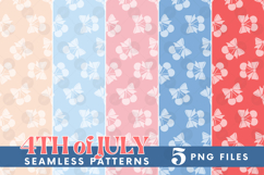 America 4th July Coquette Cherry Bow Seamless Pattern Bundle Product Image 1