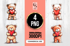 Cute Teddy Bear Holding Heart Clipart Sublimation PNG Product Image 1