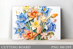 Spring Flowers Cutting Board. Flowers Kitchen Cutting Board Product Image 1