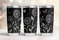 20oz Tumbler laser svg wrap| Floral Dandelions pattern Product Image 2