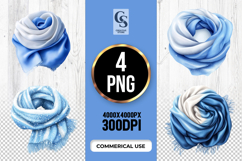 Blue and White Winter Scarf Clipart Sublimation Png Product Image 1
