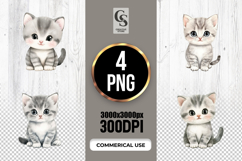 Cute Gray Tabby Kitten Clipart Sublimation PNG Product Image 1