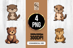 Cute Baby Otter Clipart Sublimation PNG Product Image 1