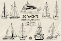 Yachts line art collection Svg Png Eps Product Image 1