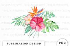 Watercolor Tropical Flowers Bouquet png Product Image 1