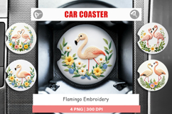 Car Coaster Flamingo Embroidery Product Image 1
