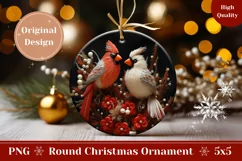 3D Christmas Round Sign, 3D Christmas Birds Ornament Product Image 1