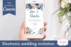 Navy and Blush Mobile Wedding Invitation Canva template Product Image 1