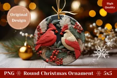 3D Christmas Round Ornament, 3D Cardinals Ornament Design Product Image 1