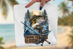 Born to Fish PNG, Largemouth Bass Fishing Sublimation Product Image 1