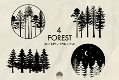 4 Forest silhouettes SVG PNG EPS Product Image 1