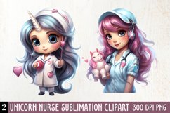Unicorn Nurse Clipart, Unicorn Nurse Sublimation Product Image 1