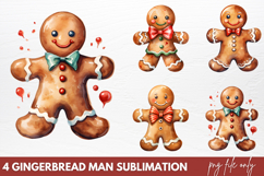 Gingerbread Man Sublimation Clipart PNG Product Image 1