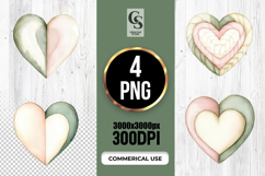 Watercolor Neutral Layered Heart Clipart Sublimation PNG Product Image 1