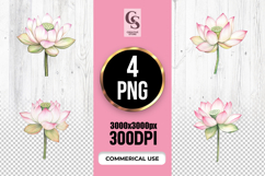 Watercolor Lotus Flower Clipart Sublimation PNG Product Image 1