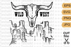 Arizona desert svg cut file, Wild west design cow skull svg Product Image 1