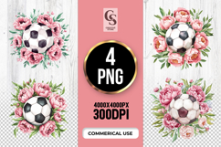 Pink Floral Soccer Ball Clipart Sublimation PNG Product Image 1