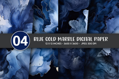 Blue Gold Marble Digital Paper Product Image 1