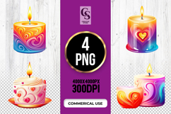 Colorful Heart Candle Clipart Sublimation PNG Product Image 1