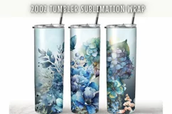 Flowers Blue Butterfly Watercolor 20 oz Skinny Tumbler Wrap Product Image 1