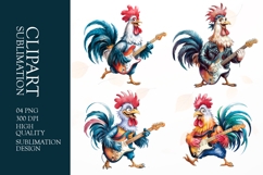 Grumpy Rooster watercolor clipart sublimation Product Image 1