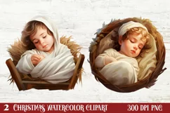 Christmas Baby Jesus Watercolor Clipart, Christmas Baby Jesu Product Image 1
