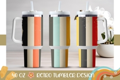 Retro Stripes Tumbler Sublimation, Abstract 40 Oz Tumbler Product Image 1
